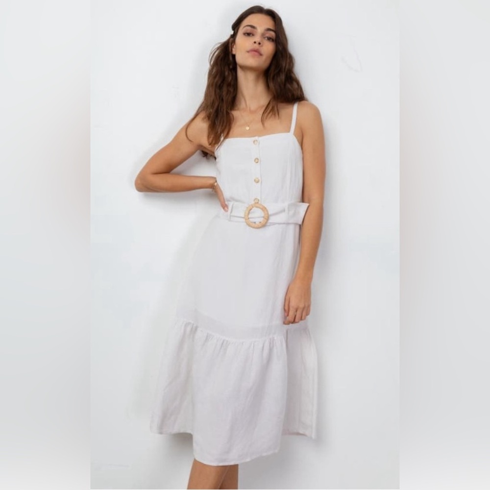 🆕 Astrid Belted Linen Midi Dress